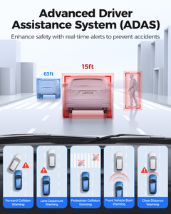 <span class=keywords><strong>Azdome</strong></span> กล้อง PG17 MAX DASH 2 CH 12 "กล่องดำรถยนต์กระจก ADAS หน้าจอสัมผัสพร้อม5G WiFi พร้อม GPS 4K กล้องหน้าและหลัง - Product Image 3
