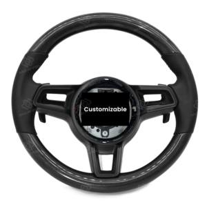 Volante Deportivo de Fibra de Carbono sin Botones en Cuero Negro para Porsche 911 996 718 992 Cayenne Macan Panamera Boxster Cayenne - Product Image 1