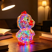Veilleuse LED irisée en forme de poulet de Pâques, alimentée par USB, statue lumineuse de poussin, décoration de table style ferme, cadeau de vacances