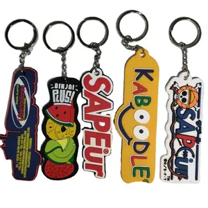 Gantungan kunci anak karakter kartun kustom mainan karet 3D lembut gantungan kunci PVC Anime Lanyard gantungan kunci untuk Baju