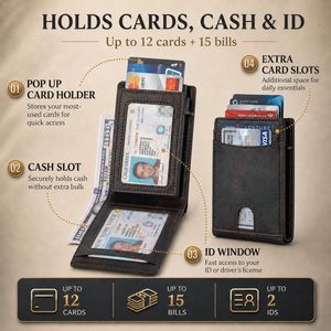 Portefeuille Pop-up en Cuir Crazy Horse Vintage Personnalisé avec Blocage RFID pour Hommes, <span class=keywords><strong>Porte</strong></span>-cartes de Crédit Intelligent en Métal et Cuir Premium - Product Image 2