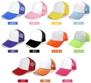 White Sublimation Transfer DIY-Druck Polyester Hip Hop Half Mesh Trucker Cap Plain Blank verstellbar für Männer und Frauen