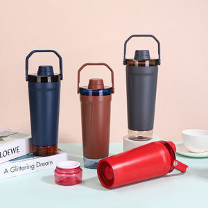 20oz stainless steel shaker cup double-layer vacuum <b>insulated</b> large capacity anti-fall portable protein powder - Product Image 3
