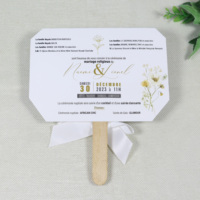 Programa DE BODA personalizado Fan Invitación DE BODA Tarjeta de ventilador de agradecimiento con mango de madera y lazo de cinta