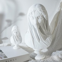 Statuette en résine de dame voilée de style classique européen, texture de pierre blanche, buste pour décoration de table à la maison