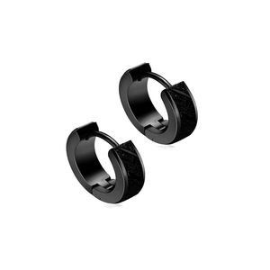 Pendientes de Aro Huggie de Acero Inoxidable para Hombre, Diseño Mate |   Joyería de Moda Unisex Hipoalergénica - Product Image 5