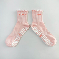 Chaussettes antidérapantes tricotées mi-mollet POPSOX personnalisées pour femmes, respirantes, à séchage rapide, pour Pilates, Yoga, Reformer, danse en intérieur