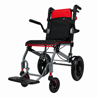 Fauteuil roulant manuel pliable léger QHC LJ02LJ-RED pour personnes âgées et handicapées, certifié CE ISO, en aluminium, avec dossier réglable et accoudoirs rabattables, capacité 100 kg