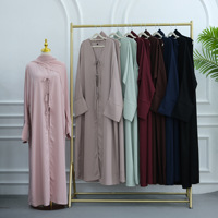 doux Nida tissu cravate fermeture avec Abaya intérieure et écharpe 3 pièces ensembles femmes robe musulmane pour le Ramadan