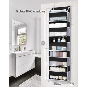 Over The Door Organizer 5 Shelf Hanging <b>Storage</b> With 10 Side Pockets For Baby Products <b>Shoes</b> And Clothing Black - Product Image 2