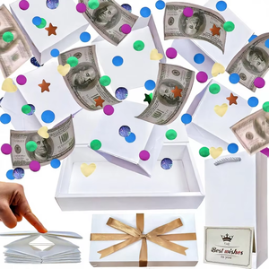 <span class=keywords><strong>Caja</strong></span> <span class=keywords><strong>de</strong></span> Regalo Sorpresa <span class=keywords><strong>de</strong></span> Navidad con Dinero Explosivo, Sobre Rojo Plegable Único con Confeti para Dinero en Efectivo - Product Image 4