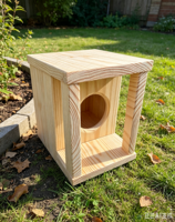 Abri pour animaux de compagnie en bois, en pin, pour l'extérieur, petite maison pour animaux avec entrée ronde pour jardin, cour et faune