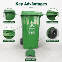 Poubelle mobile à roulettes en plastique HDPE de 240 L pour la collecte et la classification des déchets