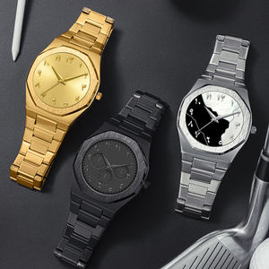 Reloj analógico resistente al agua de lujo para hombre con logotipo personalizado, bisel negro de bajo costo y esfera árabe, suministro ODM embalado en caja - Product Image 3