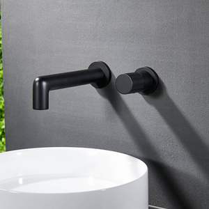 Латунный черный скрытый настенный смеситель для раковины - Product Image 6