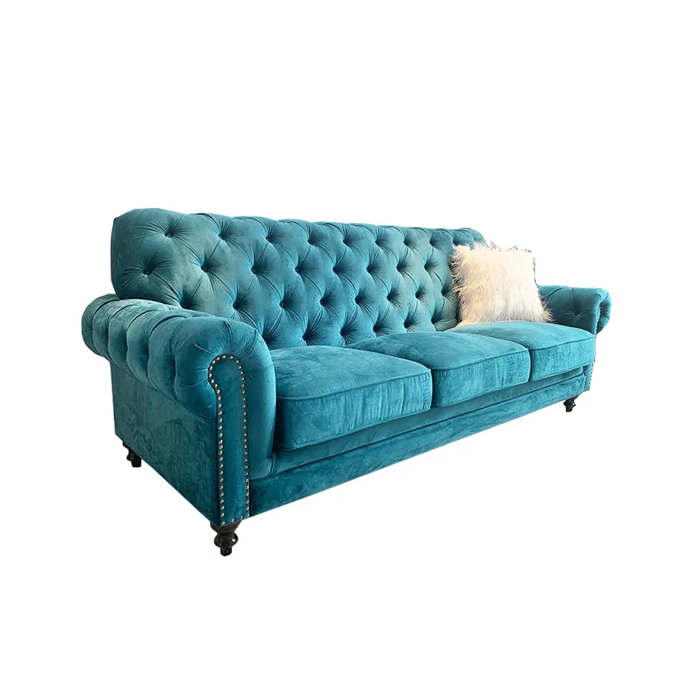 Canapé d'angle moderne avec boutons en tissu, tapisserie bleu marine, européen, italie, canapé de salon personnalisé, ensemble sections