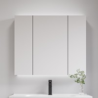 Armoire de salle de bain design murale en PVC très vendue vasque en céramique et armoire à miroir LED vanité de salle de bain
