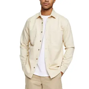 बटन बन्धन दो जेब टवील स्लिम शर्ट पुरुषों कपास कपड़े आकस्मिक पहनने के लिए थोक कस्टम लोगो उपलब्ध