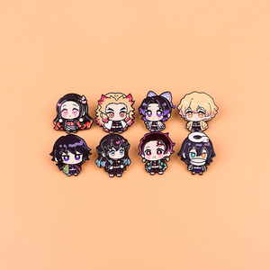 8 nouveaux badges métalliques Zenitsu du <span class=keywords><strong>Corps</strong></span> des Hashira, design anime démon chibi, pour la décoration de sacs et de vêtements - Product Image 1
