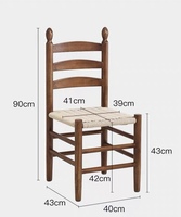 Chaise de salle à manger en bois massif de qualité supérieure, construction robuste, assise en ficelle kraft, durable, écologique, style farmhouse, pour la maison, le bar, l'appartement