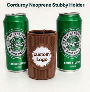 Portavasos y Enfriador de Latas de Neopreno de 5mm con Diseño Estético de Corduroy, Logotipo Personalizado, Base Antideslizante y Costuras Overlock - Product Image 4