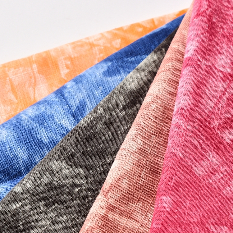 hot sale custom rayon and linen woven fabirc tie and dye fabrics for diy craft