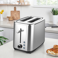 Grille-pain électrique en acier inoxydable 850W à 2 tranches avec fonction de réchauffement et de décongélation