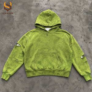 เสื้อฮู้ดดี้โอเวอร์ไซส์ผ้าฝ้ายแท้ 100% ทรงใหญ่พิเศษ ซักแบบวินเทจ พิมพ์ลาย DTG สีซีดจาง ปักโลโก้ ซิปหน้า - Product Image 1