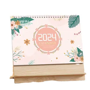 2024 New cartoon desk calendar Creative simple wooden calendar custom desktop calendar