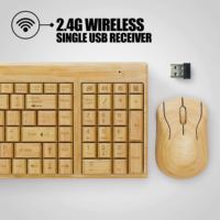 2.4Ghz sans fil 108 touches en bois bambou USB bureau clavier PC ordinateur portable claviers