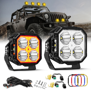Projecteurs LED pour montants A <span class=keywords><strong>de</strong></span> 3 pouces 270 °   Projecteur latéral 384M <span class=keywords><strong>Spot</strong></span> Beam 25W LED pour Jeep Wrangler Bronco UTV ATV - Product Image 1