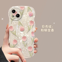 Papier papillon tulipe pailleté avec dragonne TPU étui pour téléphone portable pour Iphone 6 7 8 X Xr XS 11 12 13 14 15 16 Pro Max