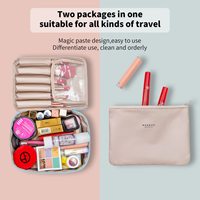 Sac de maquillage de voyage 2 en 1 avec logo personnalisé, grande capacité, organiseur de cosmétiques avec pochette amovible et porte-pinceaux