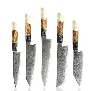 Couteau de cuisine japonais multifonctionnel Grandsharp avec manche en résine, couteau <span class=keywords><strong>Kiritsuke</strong></span> 67 couches en véritable acier Damas, couteau à éplucher et couteau utilitaire - Product Image 1