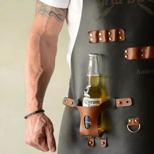 Custom Logo Sleeveless Outdoor Bbq Bib Pu Leather American Country Style Multi-Functional Anti-Oil Stain Work <b>Apron</b> - Product Image 2