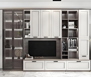 แท่นวางทีวีทำจากไม้เนื้อแข็งหรูหราทันสมัยออกแบบเรียบง่ายติดตั้งบนผนังสำหรับบ้านห้องรับประทานอาหารห้องนอนโรงแรมพร้อมที่เก็บของติดผนังเต็มรูปแบบ - Product Image 4