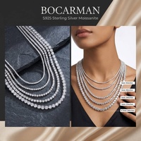 BOCARMAN Collier Tennis de Luxe en Moissanite VVS1 Couleur D 2mm-6.5mm, Chaîne en Argent Sterling S925 Certifiée GRA, Cadeau Unisexe