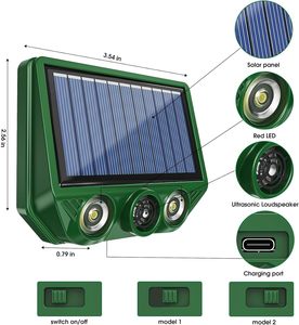 Repellente Portatile per Animali Selvatici a Ultrasuoni in ABS, Alimentato a Energia Solare + USB, Ecologico, per Roditori, Uccelli, Cervi, Impermeabile IP66 - Product Image 5