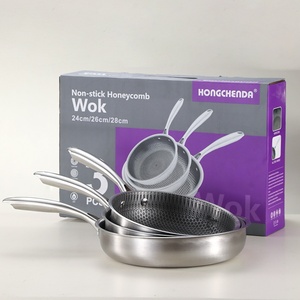 Tre piani antiaderente in acciaio inox a induzione padella a nido d'ape per cucina Sartenes Acero inossidabile - Product Image 1