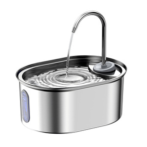 Fontaine à eau pour animaux de compagnie en acier inoxydable, grande capacité, filtre à circulation automatique pour chats et chiens, forme arrondie, détachable - Product Image 1