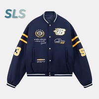 Veste Bomber Unisexe en Laine Brodé avec Logo Frontal, Style Letterman et Baseball, pour l'Hiver - Vente en Gros Direct Usine