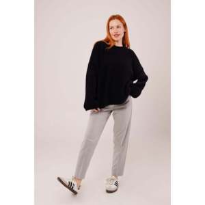 Pull noir ample et moelleux pour femme, décontracté, à manches longues, anti-boulochage, en tricot - Product Image 5