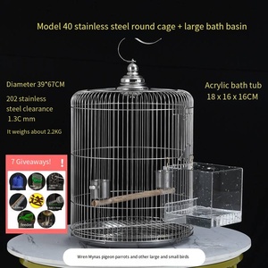 Cage à oiseaux Starling en acier inoxydable, nouveau <span class=keywords><strong>bassin</strong></span> rond - Product Image 2