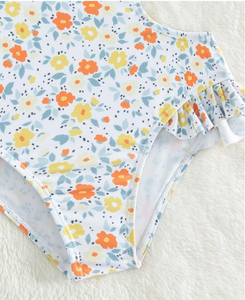 Maillot de bain asymétrique à volants pour fille, col licou, à lacets, imprimé fleur, vêtements d'été pour bébé, tendance Offre Spéciale - Product Image 3