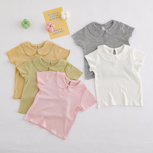 Playera Tipo Polo de Algodón para Niña, Cuello Camisero, Manga Corta, Transpirable, para Verano, para Bebés de 3 Meses a 4 Años - Product Image 2