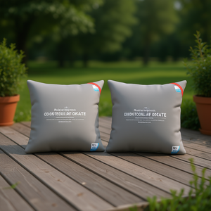 Ensemble de 2 coussins de patio d'extérieur, gris, taille standard, 100 % polyester, durables, solides, carrés, amovibles et lavables - Product Image 2