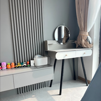Ensemble de coiffeuse moderne, miroir tactile LED, plusieurs tiroirs, montage facile, bureau de maquillage pour chambre à coucher