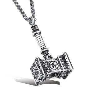 Collier Pendentif Marteau de Thor Viking Nordique en Acier Inoxydable 316L Moulé, Bijou Tendance pour Homme, Prêt à Expédier en Gros - Product Image 1