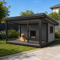 Nichoir pour chien extérieur en acier robuste, structure modulaire démontable, résistant aux intempéries