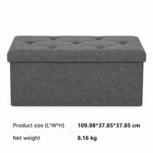 Banc de rangement pliant moderne en tissu avec housse amovible, repose-pieds pliable pour chambre, salon et maison - Vente en gros - Product Image 2